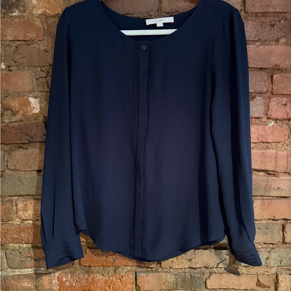 LOFT Blue Long Sleeve Blouse size m - Picture 1 of 4